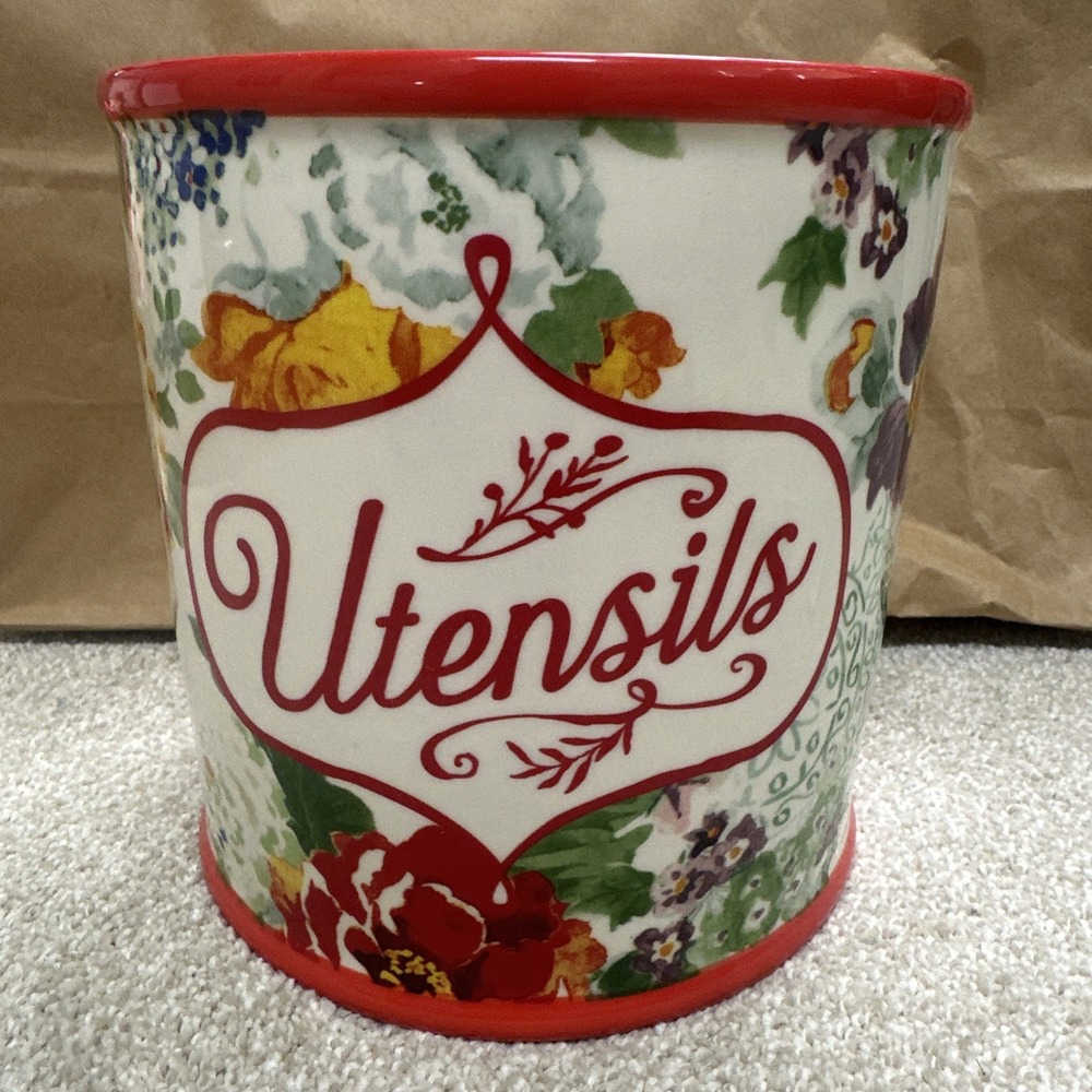 The Pioneer Woman Country Garden Stoneware Utensils Holder Large